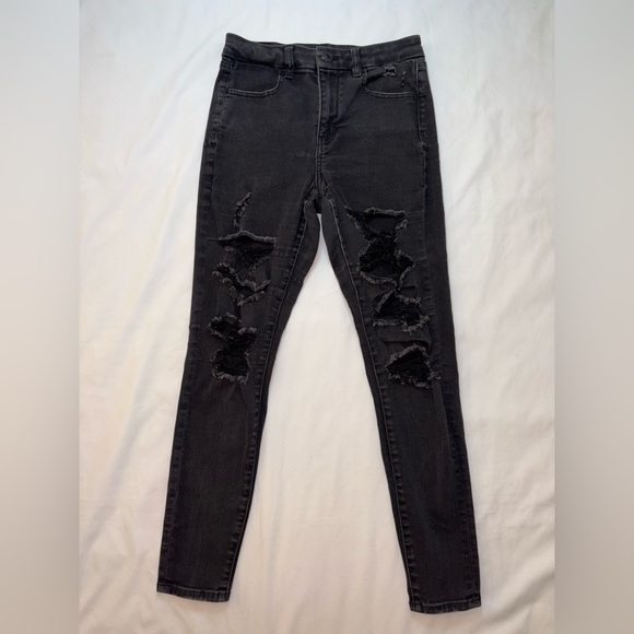 American Eagle Size 6 Black Hi Rise Next Level Stretch Skinny Jegging Jeans - Picture 1 of 9